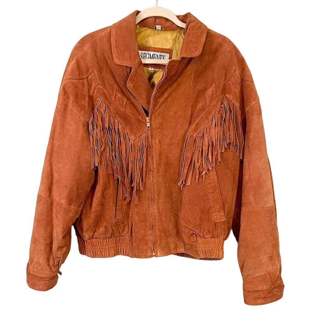 Segments Womens Western Jacket Medium Brown Suede Genuine Leather Rodeo Cowgirl